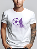 Men's T-Shirt Dynamic Motion Effect Soccer Ball With Kicking Shoe