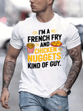 Men's T-Shirt French Fry And Chicken Nuggets Kind Of Guy With Bold Snack Icons