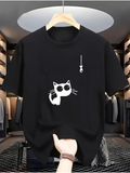 Men's T-Shirt Suspended Toy Mouse Above Playful Curious Cat