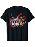 Men's T-Shirt Indigenous Painted Red Handprint With Three Traditional Figures
