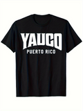 Men's T-Shirt Yauco Puerto Rico Bold Letters On Simple Black Shirt