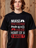 Men's T-Shirt Nurse Practitioner Brain Of A Doctor Heart Of A Nurse Surrounded By Medical Symbols