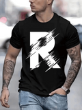 Men's T-Shirt Distressed White Graphic Letter Painting On Black Tee R