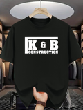 Men's T-Shirt K And B Construction Bold White Print Against Cotton Fabric T Shirt