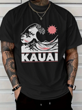 Men's T-Shirt Kauai Bold Ocean Wave And Setting Sun Under Night Sky