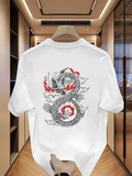 Men's T-Shirt Vivid Coiling Energy With Red Accents And Flowing Smoke Dragon
