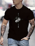 Men's T-Shirt Geometric Compass Arrows And Mechanical Elements With Artistic Design