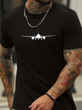 Men's T-Shirt Minimalist Front View With Clean Lines Of Airplane