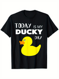 Men's T-Shirt Today Is My Ducky Day With Bright Yellow Cartoon Duck