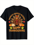Men's T-Shirt Thankful Grateful Blessed With Pumpkins Surrounded By Thanksgiving Turkey