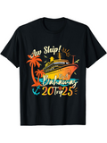 Men's T-Shirt Aw Ship Bahamas With Colorful Cruise Ship And Palm Tree Sunset