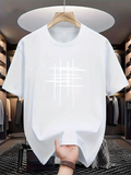 Men's T-Shirt Textured White Brush Stroke Lines Minimalist Graphic