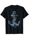 Men's T-Shirt Nautical Holiday Lights Twining Glistening Festive Anchor Design