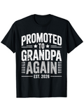 Men's T-Shirt Promoted To Grandpa Again Bold Text With Stars And Lines T Shirt