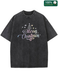 Men's T-Shirt Merry Christmas Whimsical Snowflakes And Sparkling Pine Tree Christmas Tree