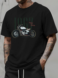 Men's T-Shirt Classic Cruiser Parked Under Vintage Shaded Street Motorcycle