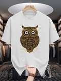 Men's T-Shirt Intricate Mandala Patterns With Gold Filigree Adorning A Wise Owl