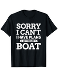 Men's T-Shirt Sorry I Cant I Have Plans With My Boat Retro Bold Block Letter T Shirt