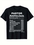 Men's T-Shirt Pastor Nutrition Facts List With Christian Inspirational Elements And Biblical Text