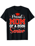 Men's T-Shirt Proud Mom Of A 2026 Senior With Graduation Cap Motif On Black Shirt