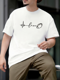 Men's T-Shirt Love Pulse Line With Hand Drawn Football Graphic