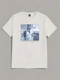Men's T-Shirt California Palm Trees With Ocean View And Cloudy Coastline Beach