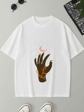 Men's T-Shirt Radiant Light With Crescent Moon Above Outstretched Hand