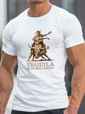 Men's T-Shirt Tequila Country Music Cowboys With Dramatic Vintage Bullfighter Scene Cowboy