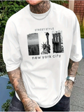 Men's T-Shirt Street Style Urban Photography With Statue Of Liberty And Historic City Building