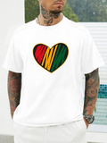 Men's T-Shirt Colorful Striped Pattern In Heart Shape Symbol