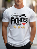 Men's T-Shirt Happy Fathers Day With Cute Red Heart And Golden Stars Fathers Theme