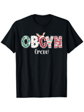 Men's T-Shirt OBGYN Crew Festive Plaid Patterns Holiday Typography Shirt