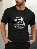 Men's T-Shirt Energy Burst Graphic With Exploding Lines And Dynamic Basketball Net