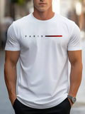 Men's T-Shirt Paris Minimalist Modern Typography With Horizontal Red And Black Line