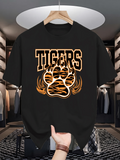 Men's T-Shirt Tigers With Bold Text And Striped Paw Print Graphic Shirt