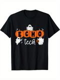 Men's T-Shirt Echo Tech With Halloween Pumpkins And Playful Ghosts Under Stars Shirt