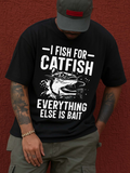 Men's T-Shirt I Fish For Catfish Splashing Water With Bold Lettered Catfish