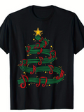 Men's T-Shirt Whimsical Christmas Tree With Swirling Musical Notes Holiday Tree