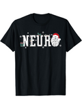 Men's T-Shirt Festive Winter Snowflakes With Santa Hat And Brain Neuro