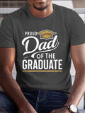 Men's T-Shirt Proud Dad Of The Graduate With Gold Graduation Cap Motif T Shirt
