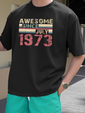 Men's T-Shirt Awesome Since July Vintage Numbers With Retro Stripes Black T Shirt