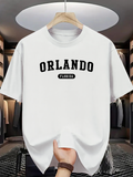 Men's T-Shirt Orlando Florida Classic Lettering White Cotton Tee