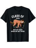 Men's T-Shirt Class Of 2026 Lazy Sloth Hanging From Tree With Motivational Words Sloth