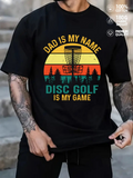 Men's T-Shirt Dad Is My Name Retro Forest At Sunset Disc Golf Basket