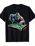 Men's T-Shirt Moody Jungle Night With Gorilla Playing Billiards Pool Table