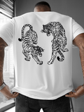 Men's T-Shirt Dynamic Tigers In Monochrome Style Facing Each Other With Fierce Expressions Tiger
