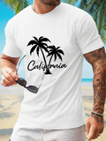 Men's T-Shirt California Beach Palm Trees Silhouetted Against A Sunny Shoreline