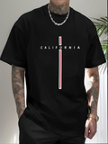 Men's T-Shirt California Minimal Vertical Striped Line Design On Black T Shirt