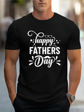 Men's T-Shirt Happy Fathers Day Playful Script With Decorative Dots Surrounding Lettering Design