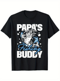 Men's T-Shirt Papas Fishing Buddy Splashing Water With Jumping Lively Freshwater Fish